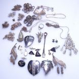 A large quantity of filigree silver jewellery, 5.4oz
