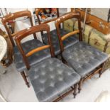 A set of 4 19th century mahogany dining chairs, with button-backed upholstered seats on turned legs