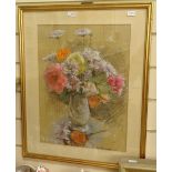 Peter Rasmussen (b. 1927), coloured pastels, still life flowers, 40cm x 30cm, framed