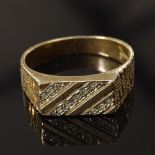 A gent's 9ct gold and diamond set signet ring, 3.9g, size S