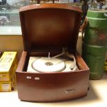 A Vintage Pye Black Box table-top record player, with Monarch turntable, case width 43cm, working