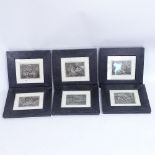 A set of 6 framed woodcuts, interior scenes, image sizes 7cm x 9.5cm (6)