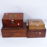 A 19th century satinwood folding letter rack, a 19th century mahogany tea caddy, a mahogany