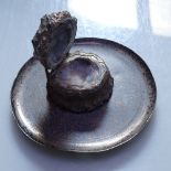 An unusual silver-clad specimen rock design lidded box, and a Siam sterling silver decorated pin
