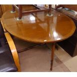 A reproduction cross-banded mahogany drop leaf table, W99cm