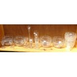 A set of 4 19th century cut-glass double-lipped mixing bowls, liqueur glasses etc