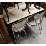 A mid-century melamine rectangular extending kitchen table, and 4 matching chairs