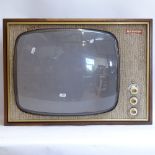 A Rediffusion Vintage TV cabinet shell with dials, length 62cm
