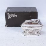 A Ronson Varaflame gas chrome table lighter, length 9cm, original box