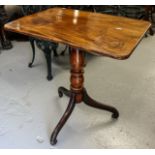 A Georgian mahogany tripod table, with rectangular tilt-top, W70cm, H73cm