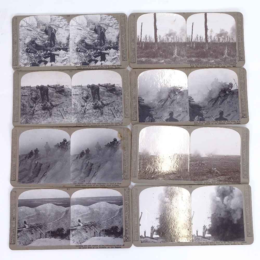 A collection of First War stereoscopic viewing cards, including Hill 60, No Man's Land, and - Image 2 of 2