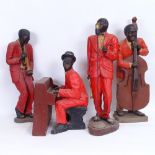 A mid-20th century 4-piece New Orleans style painted composition jazz band, comprising singer,