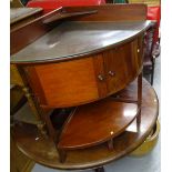 A Georgian style bow-front corner washstand, with 2 panelled doors, W76cm