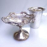 A small George V silver bon bon dish, with embossed and pierced decoration, and a modern silver