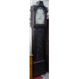 An 18th century 8-day longcase clock, with enamelled arch-top dial and one subsidiary dial, by W