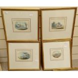 Peter La Cave (1769 - 1811), 7 small watercolour vignettes, rural scenes, 9cm x 12cm, framed, with