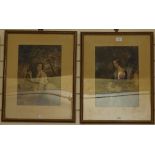 George Baxter (1804-1867) Pair of portrait prints of young ladies in rural setting, both 14.5" x