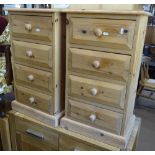 A pair of modern pine 4-drawer bedside chests, W42cm