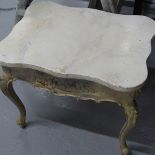A painted and faux marble top occasional table, with rising lid, W55cm
