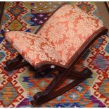 A small Victorian upholstered gout stool