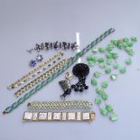A 925 silver pearl and abalone shell set bracelet, and various other costume jewellery