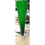 A green glass vase on foot, 46cm