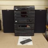A Sony stacking hi-fi system, including CD and cassette player, automatic turntable system, and pair