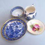 A Victorian Staffordshire group, 36cm, Danish dishes, chinoiserie tea bowls and saucers etc