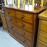 A Victorian mahogany round-cornered chest of 5 drawers, W102cm, H113cm