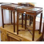 A pair of Regency style mahogany lamp tables, on crossed stretchers, W52cm