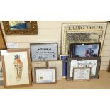 Various framed newspaper articles, including The Southport Record and Morning Journal, relating to
