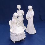 3 Royal Worcester Mother and Baby figures, tallest 23cm, with 2 certificates