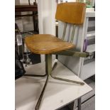 A Vintage industrial chair on splayed leg base, impressed mark W