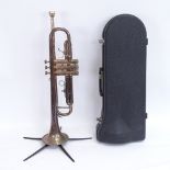 A Blessing SX3 silver plated 3-valve trumpet, serial no. 241304, length 54cm, in Jupiter carrying