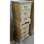 A pair of pine 3-drawer bedside chests, W41cm