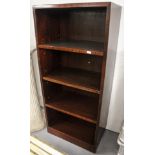 Mahogany narrow open bookcase, W49cm, H107cm