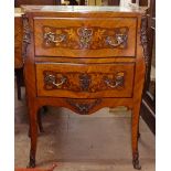 A Continental kingwood bombe chest, inset glazed top, 2 frieze drawers, and ormolu mounts, W70cm