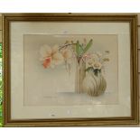 Danching?, watercolour, still life flowers, 11" x 15", framed