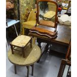 A Victorian mahogany swing-top toilet mirror, an Edwardian 3-tier folding cake stand, an Islamic
