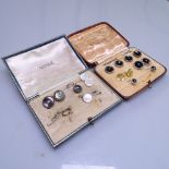 A pair of 9ct gold studs, a part set of silver and pearl set studs etc