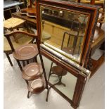 A 19th century rosewood rectangular wall mirror, with split turned barrel columns, W85cm, together