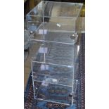 A square perspex table-top display cabinet, with 3 fitted shelves, together with a quantity of