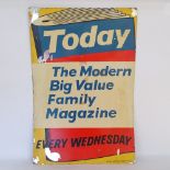 A 1950s lithographed tin magazine advertising sign, height 76cm