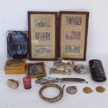 Various interesting collectables, including pair of silver plated Greyhounds, papier mache
