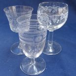 Antique wine and Sherry glasses, tallest 14cm