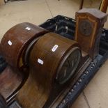 2 Art Deco mantel clocks with 2-train movements, and an Arts and Crafts clock, height 6.5cm