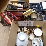 Eastbourne cup and saucer, binoculars, musical box, resin figure etc