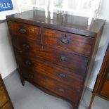 A Regency mahogany 5 drawer chest on bracket feet, W88cm