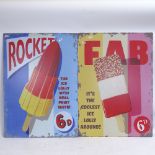 2 lithographed tin Ice Lolly advertising signs, height 70cm (2)