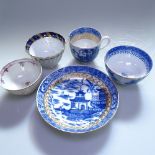 Early Royal Worcester fluted tea bowl, Oriental tea bowl and cup and saucer, and another with